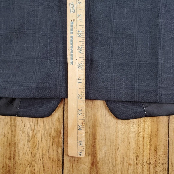 Joseph Abboud Blazer Mens 54R Navy Blue 100% Wool Windowpane Suit Jacket Coat - Picture 7 of 11